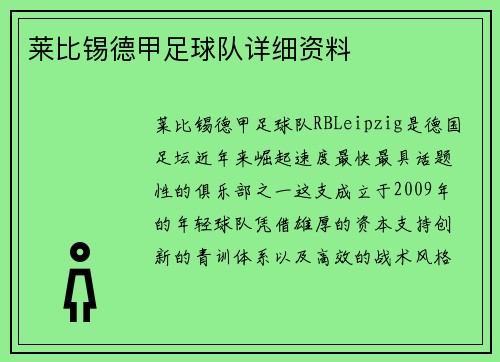 莱比锡德甲足球队详细资料
