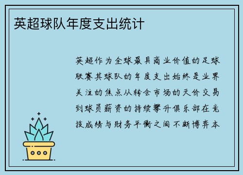 英超球队年度支出统计